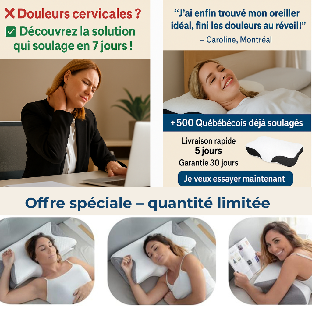 ZenCou™ – OREILLER CERVICAL PREMIUM – MOUSSE À MÉMOIRE